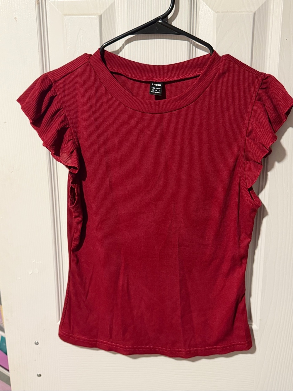 Women's Red Ruffle Sleeve Tee